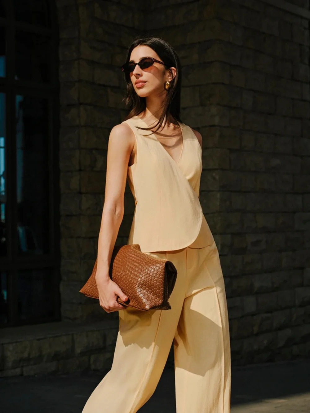 Commense SET Cotton & Linen Wrap Top With Pants Set - Picture 2 of 8
